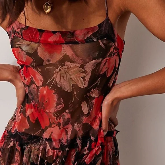 NWT Free People Floral Midi Slip Dress - Picture 3 of 8